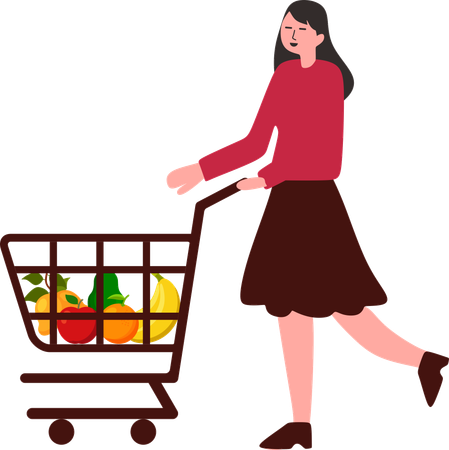 Frau kauft gesundes Obst  Illustration