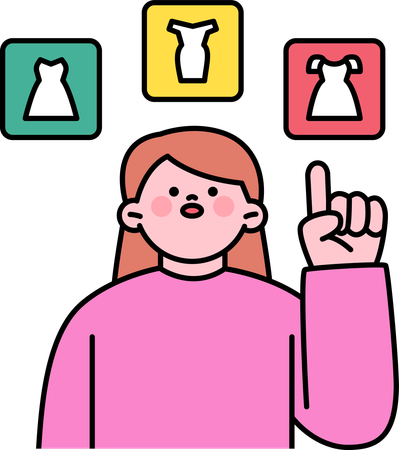 Frau kauft ihr Hochzeitskleid  Illustration