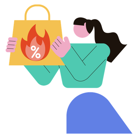 Frau kauft im Hot Sale ein  Illustration