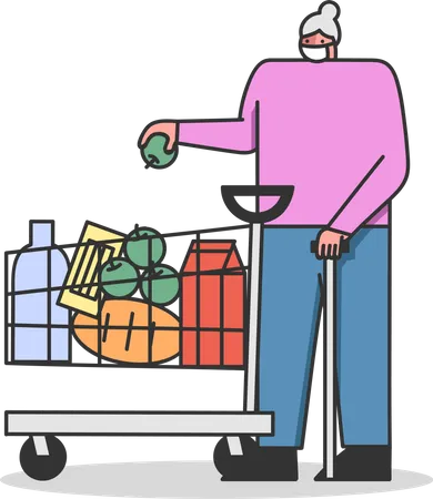 Frau kauft Lebensmittel während der Coronavirus-Pandemie  Illustration