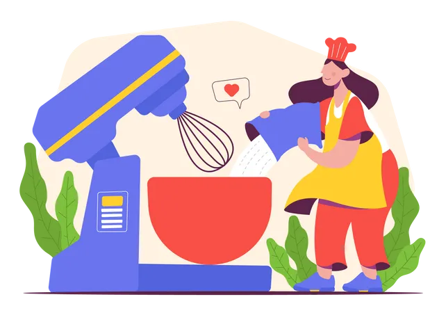 Frau beim Kochen  Illustration