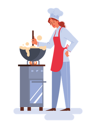 Frau kocht in der Küche  Illustration