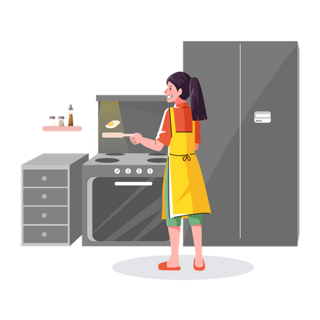 Frau kocht in der Küche  Illustration