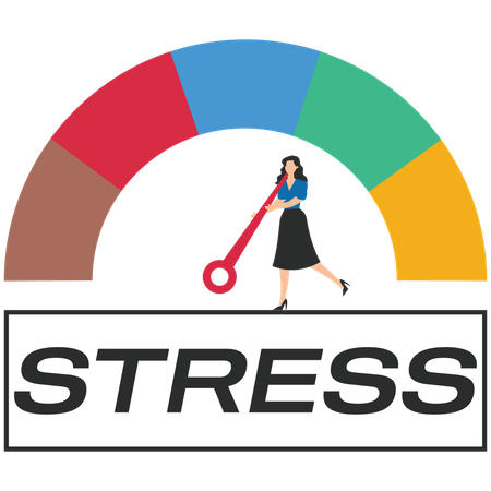 Frau kontrolliert Stresslevel  Illustration