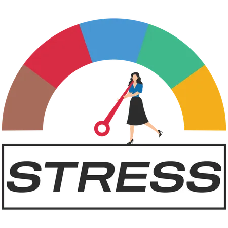 Frau kontrolliert Stresslevel  Illustration