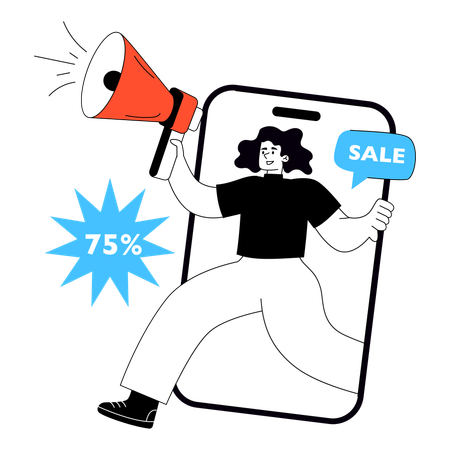 Frau kündigt Black Friday-Rabatt an  Illustration