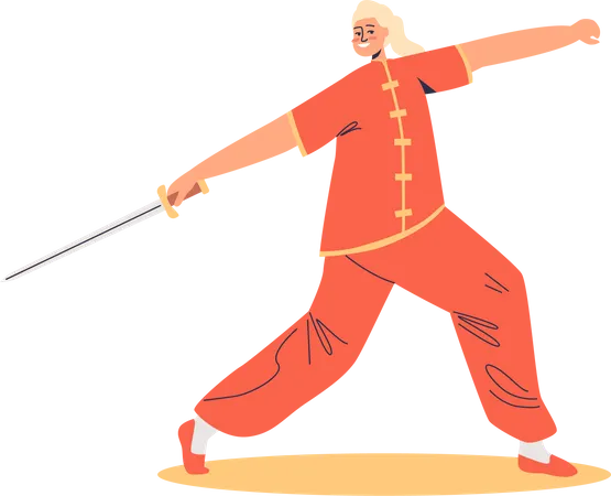 Frau Kung Fu Kämpferin  Illustration