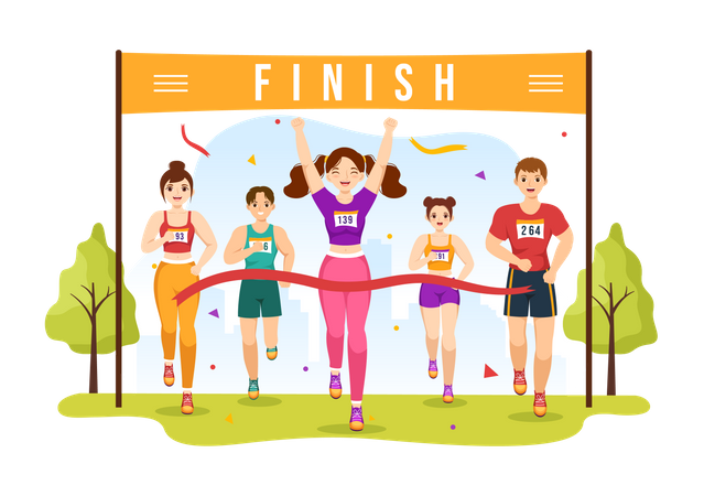Frauen laufen im Marathon  Illustration