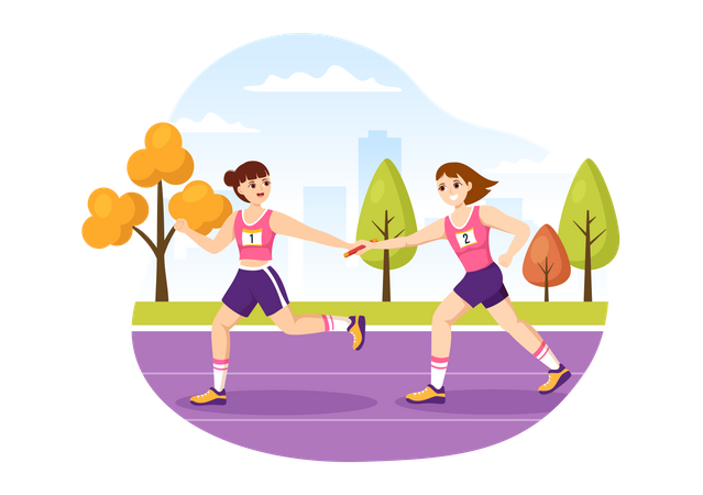 Frauen laufen im Rennen  Illustration