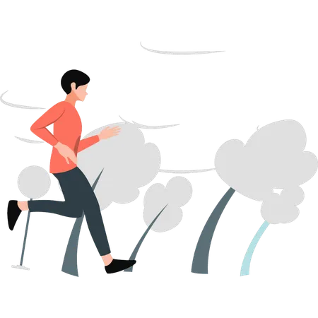 Frau rennt in kalter Luft  Illustration