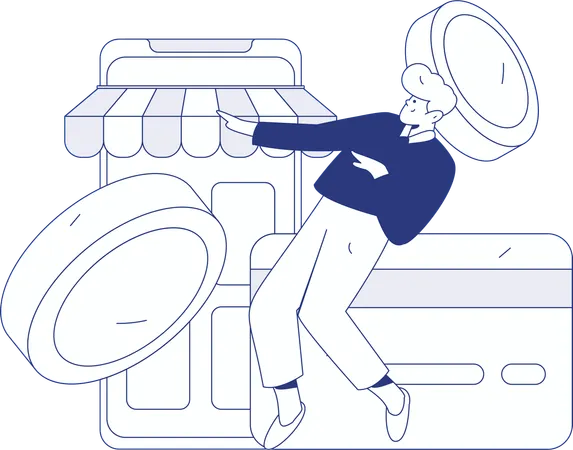 Frau tätigt digitale Zahlung  Illustration