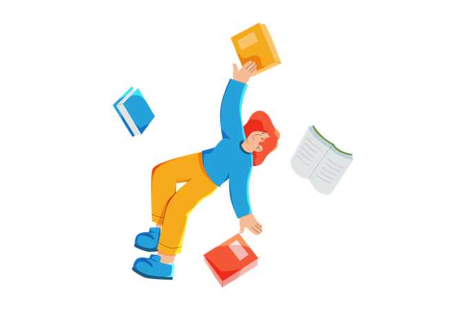 Frau lernt intensiv  Illustration
