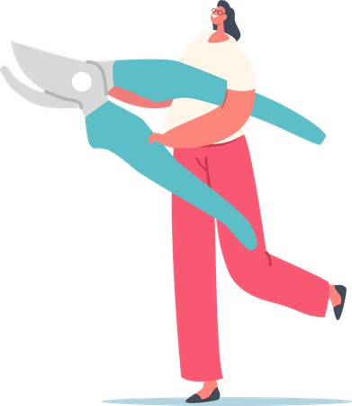 Frau liebt Gartenarbeit  Illustration