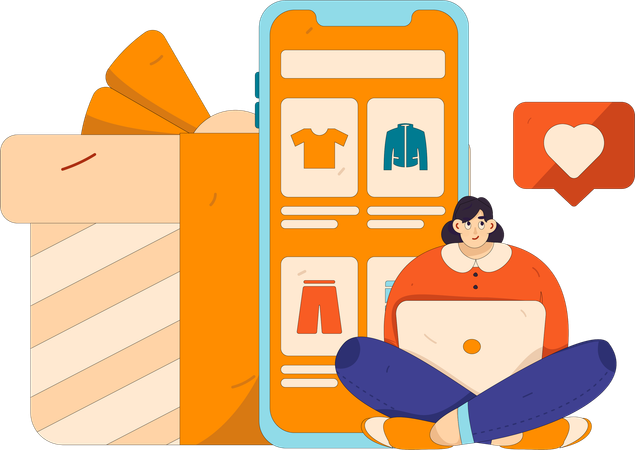 Frau liebt Online-Shopping  Illustration