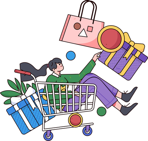 Frau liebt Online-Shopping auf Websites  Illustration