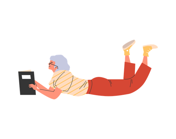 Frau liegt beim Lesen eines Buches  Illustration