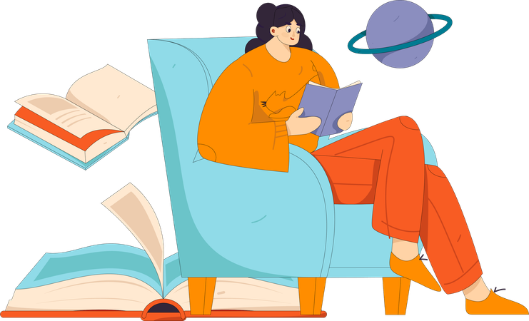 Frau liest Buch  Illustration