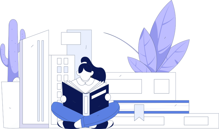 Frau liest Buch  Illustration