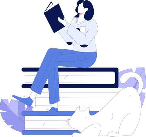 Frau liest Buch  Illustration