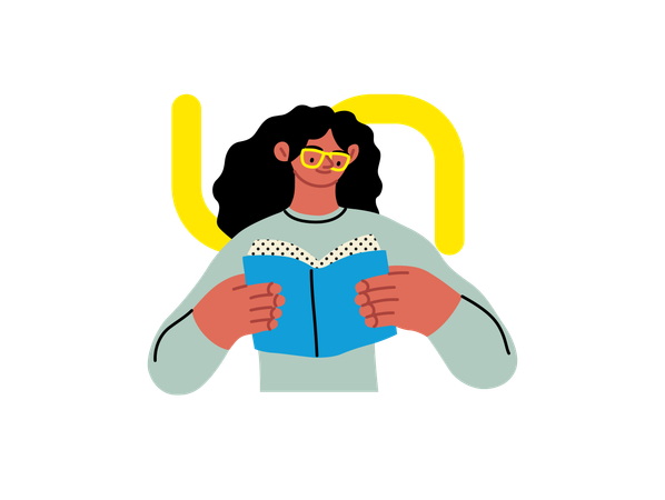 Frau liest Buch in der Freizeit  Illustration