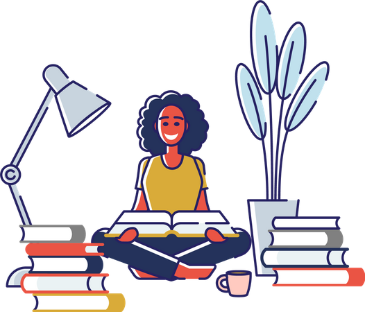 Frau liest Bücher  Illustration