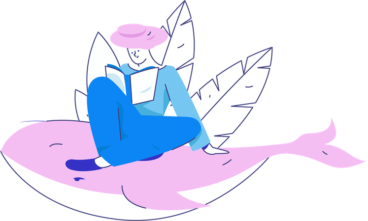 Frau liest Literatur  Illustration