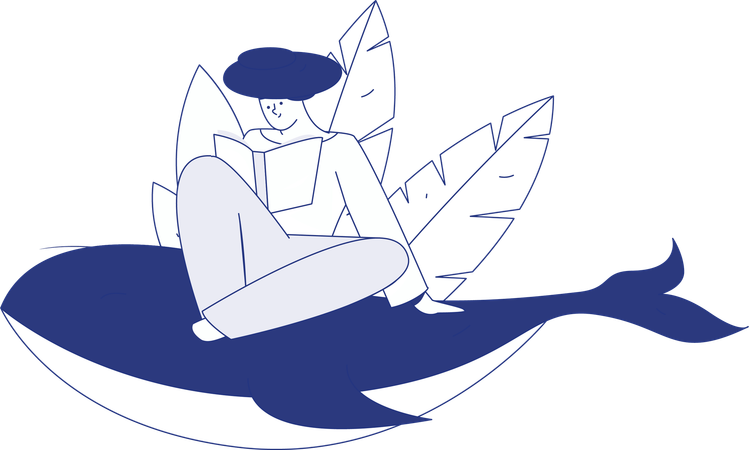 Frau liest Literatur  Illustration