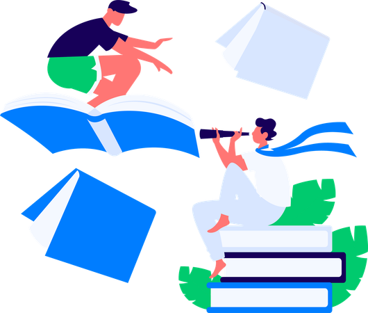 Frau liest Literatur  Illustration