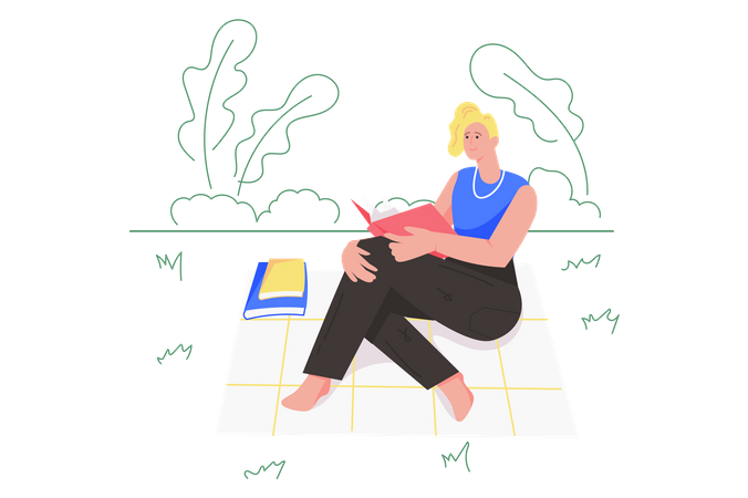 Frau liest Roman  Illustration