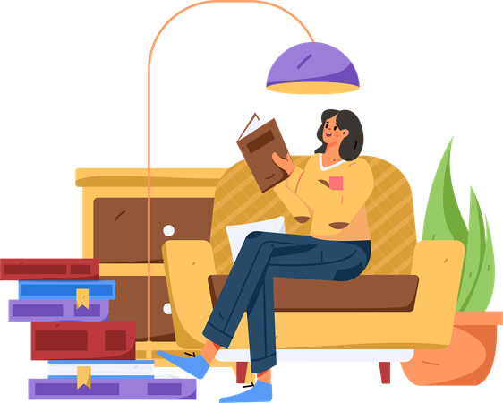 Frau liest Roman  Illustration
