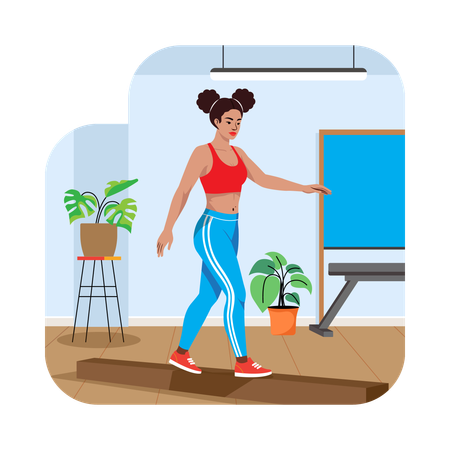 Frau macht Aerobic-Tanzübungen  Illustration