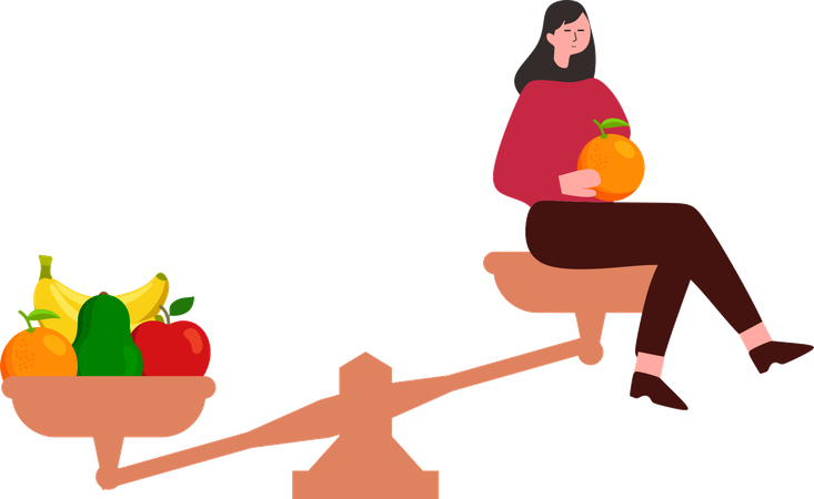 Frau macht ausgewogene Ernährung  Illustration