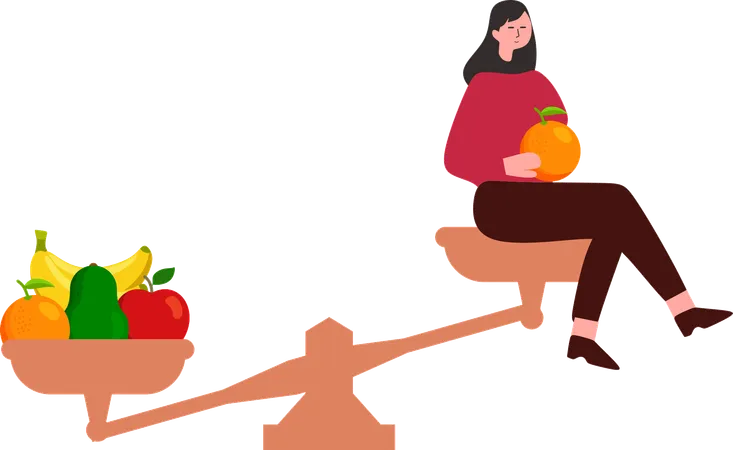 Frau macht ausgewogene Ernährung  Illustration