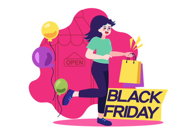 Frau beim Black Friday-Shopping  Illustration