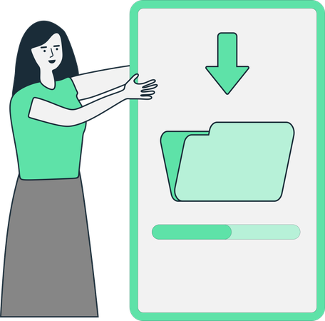 Frau beim Dateidownload  Illustration