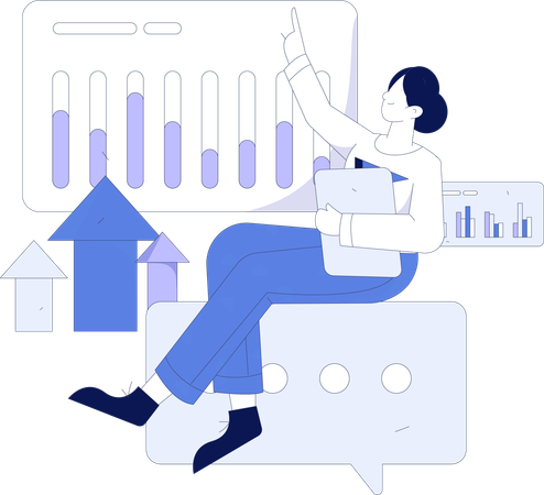 Frau macht Datenanalyse  Illustration