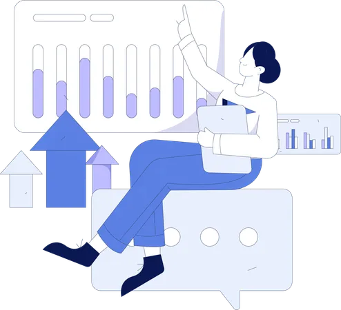 Frau macht Datenanalyse  Illustration