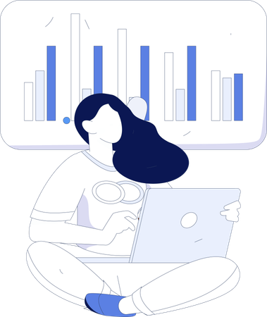 Frau macht Datenanalyse  Illustration