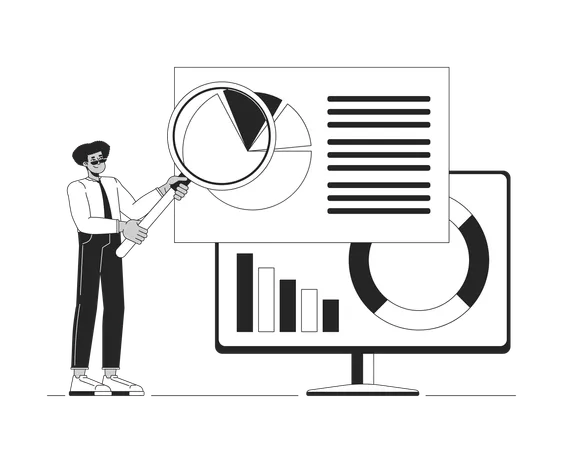 Frau macht Datenanalyse  Illustration