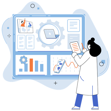 Frau macht Datenanalyse  Illustration