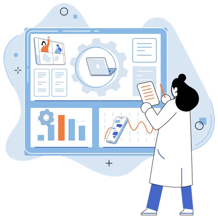 Frau macht Datenanalyse  Illustration