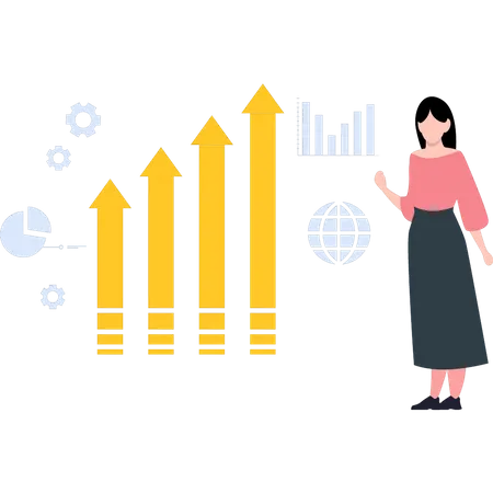 Frau macht Datenanalyse  Illustration