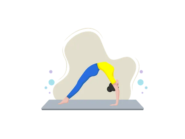 Frau macht Dhanurasana Asan  Illustration