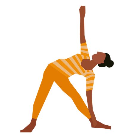 Frau macht Dreieck-Yoga-Pose  Illustration