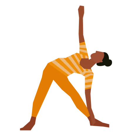 Frau macht Dreieck-Yoga-Pose  Illustration