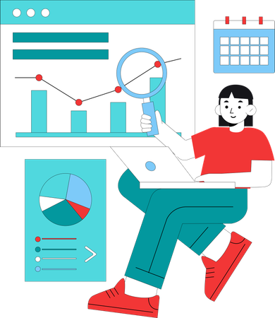 Frau macht Finanzanalysen  Illustration