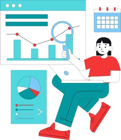 Frau macht Finanzanalysen  Illustration