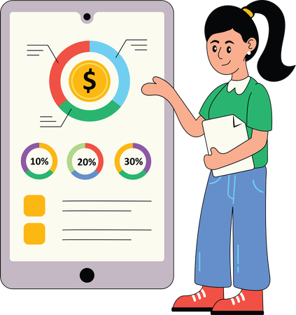 Frau macht Finanzplanung  Illustration