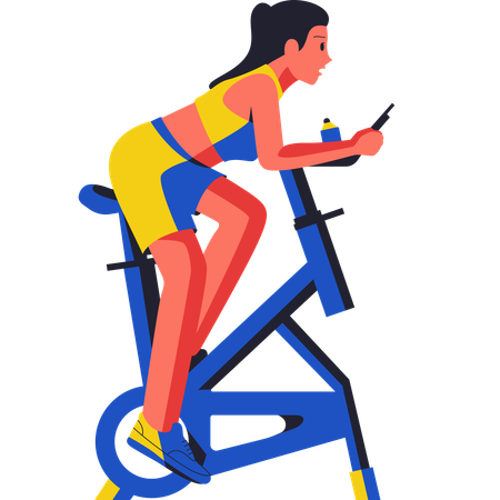 Frau macht Radfahren im Fitnessstudio  Illustration