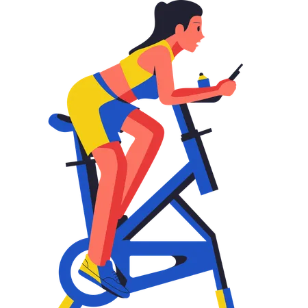 Frau macht Radfahren im Fitnessstudio  Illustration